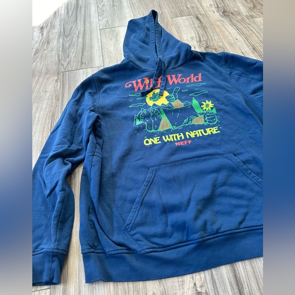 NEFF Forever Fun “Wild World” One with Nature Hoodie Sweatshirt in Blue Size XL - Picture 2 of 6